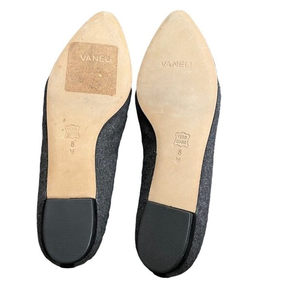 Vaneli Women's Ganet Pointed Toe Grey Flats Felt Leather Italian Made Sz 8 Wide - Picture 6 of 14